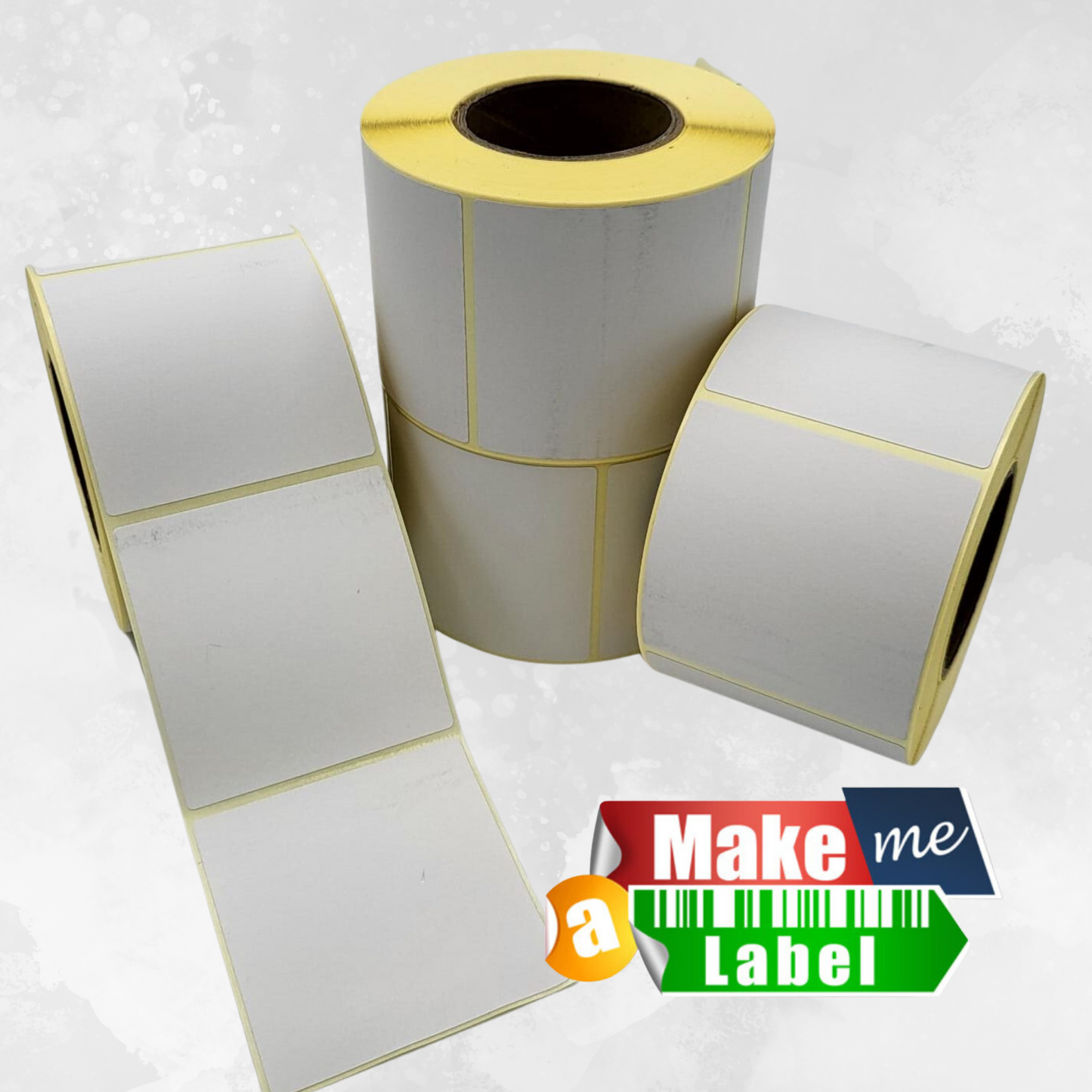58mm x 60mm Direct Thermal Roll Labels from Make me Label, featuring 500 labels per roll and a 44mm core.